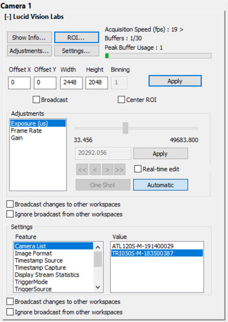 Camera Settings Panel